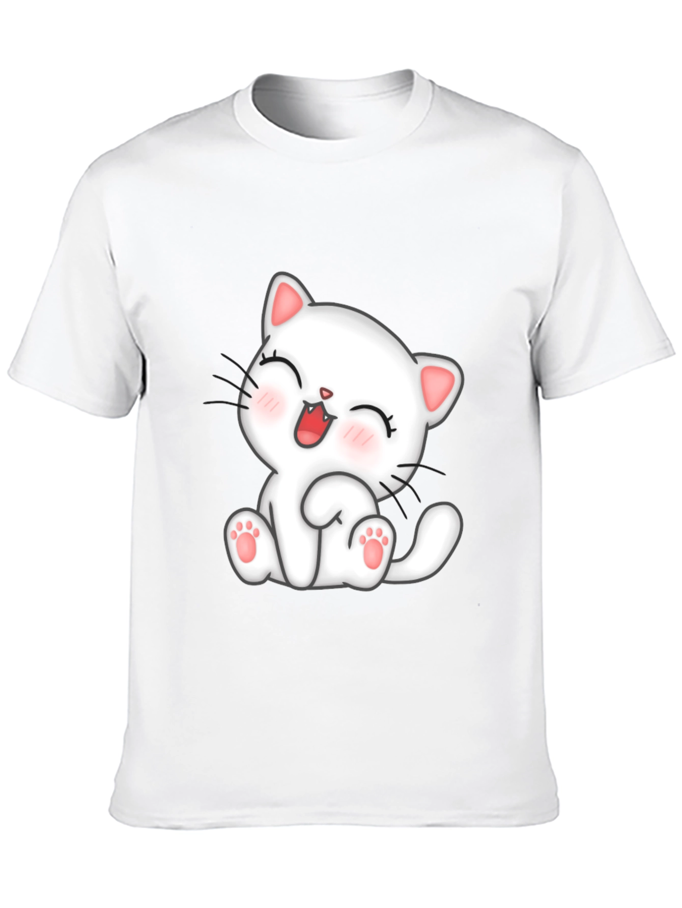Camiseta Negra con Diseño de Gato Kawaii