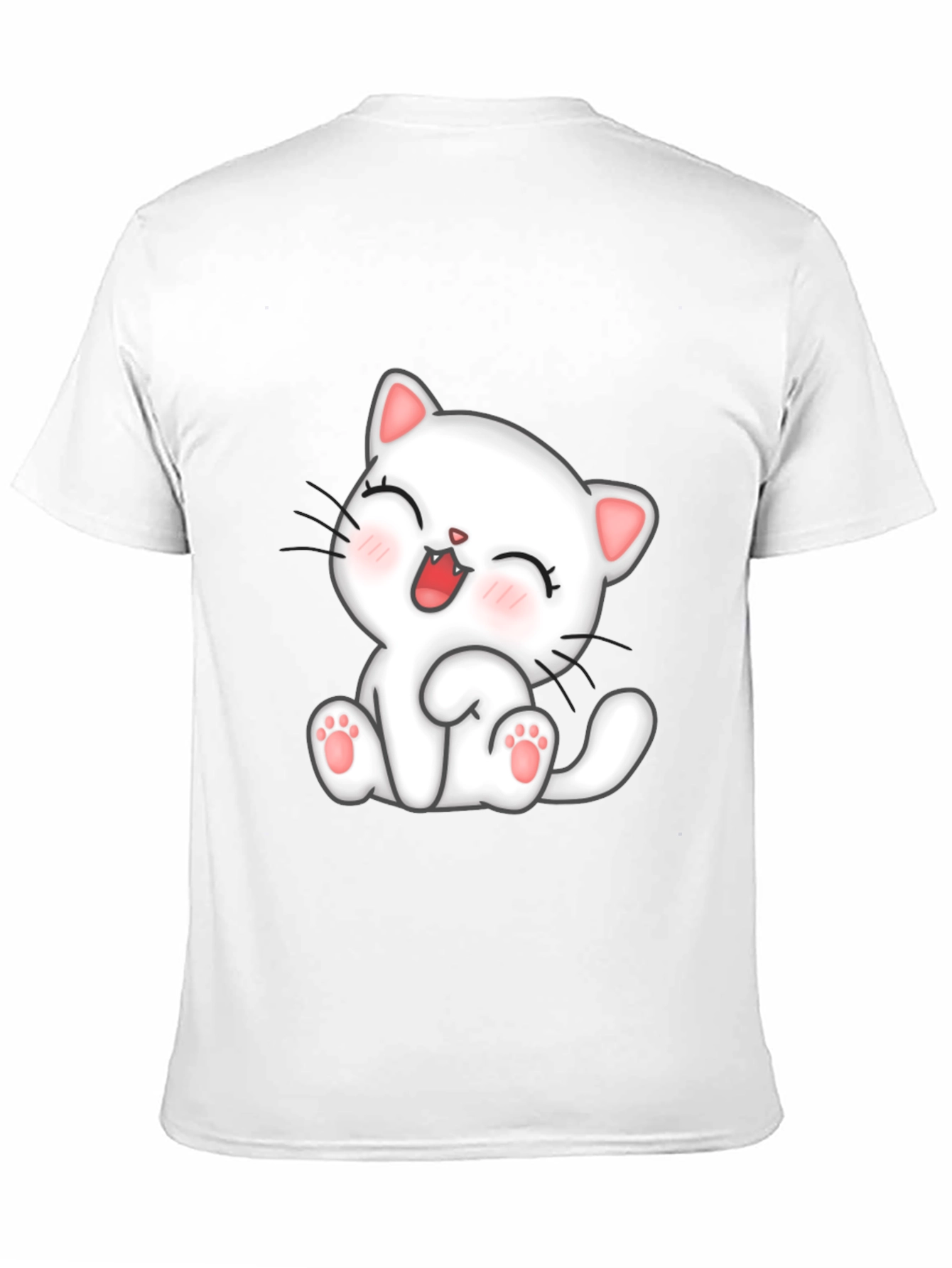 Camiseta Negra con Diseño de Gato Kawaii