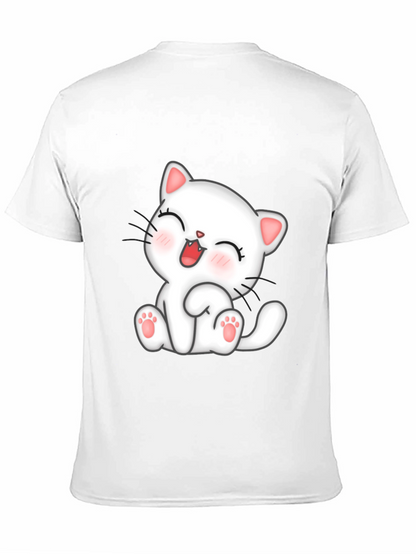 Camiseta Negra con Diseño de Gato Kawaii