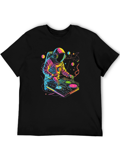 Camiseta Negra Astronauta DJ Espacial