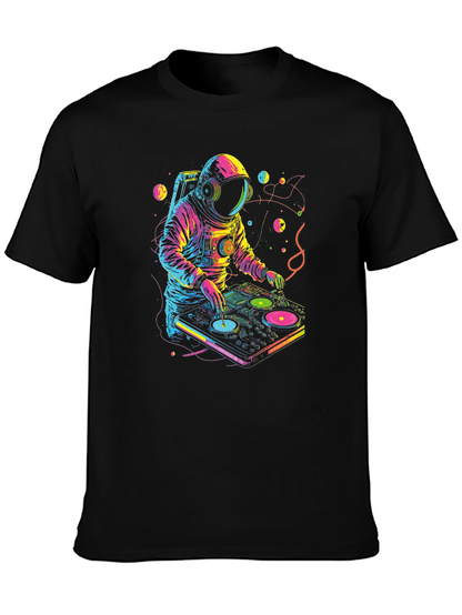 Camiseta Negra Astronauta DJ Espacial