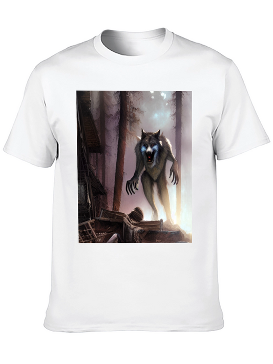 Camiseta Negra con Diseño de Hombre Lobo