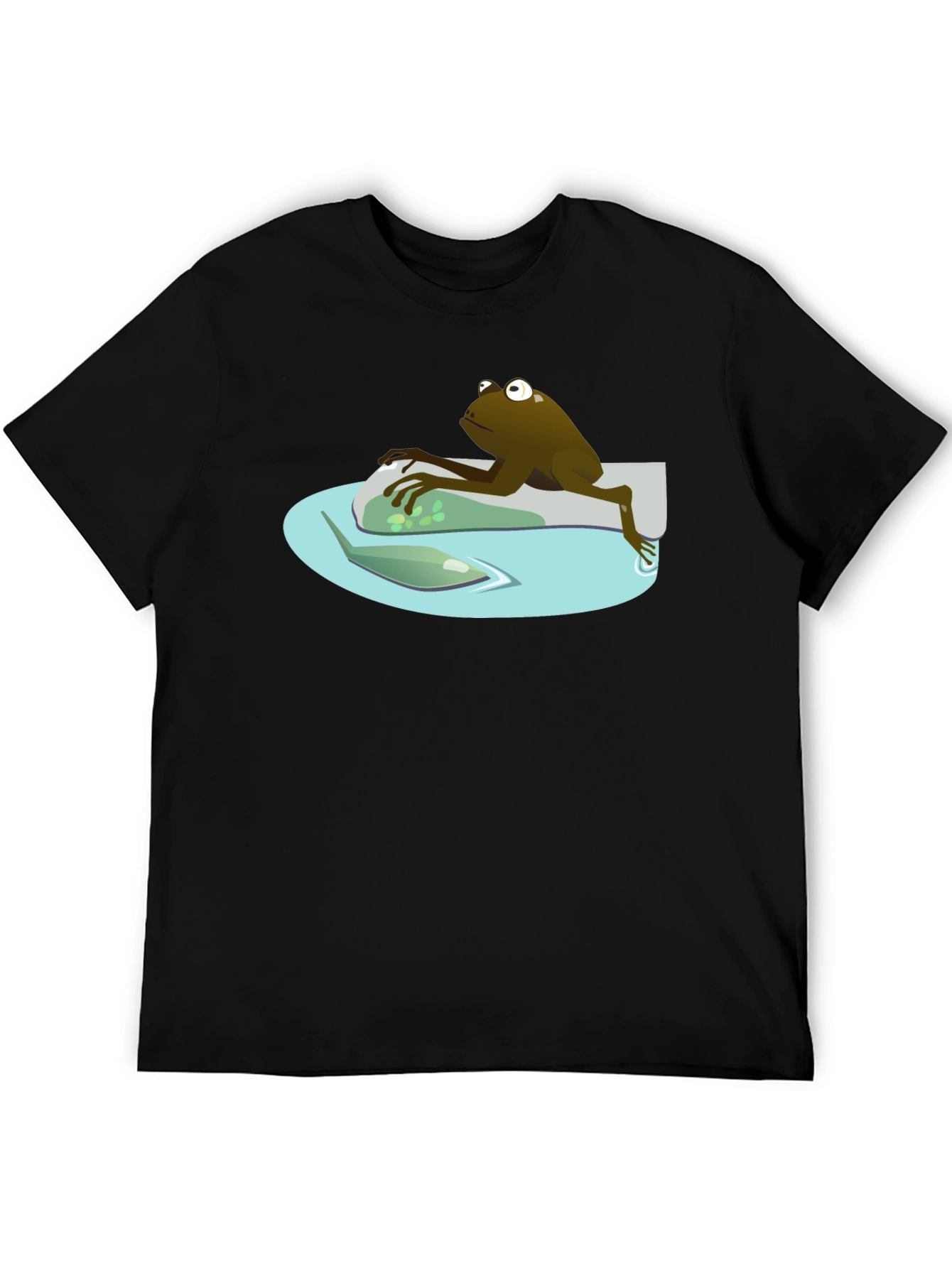 Camiseta Negra con Rana Relajada