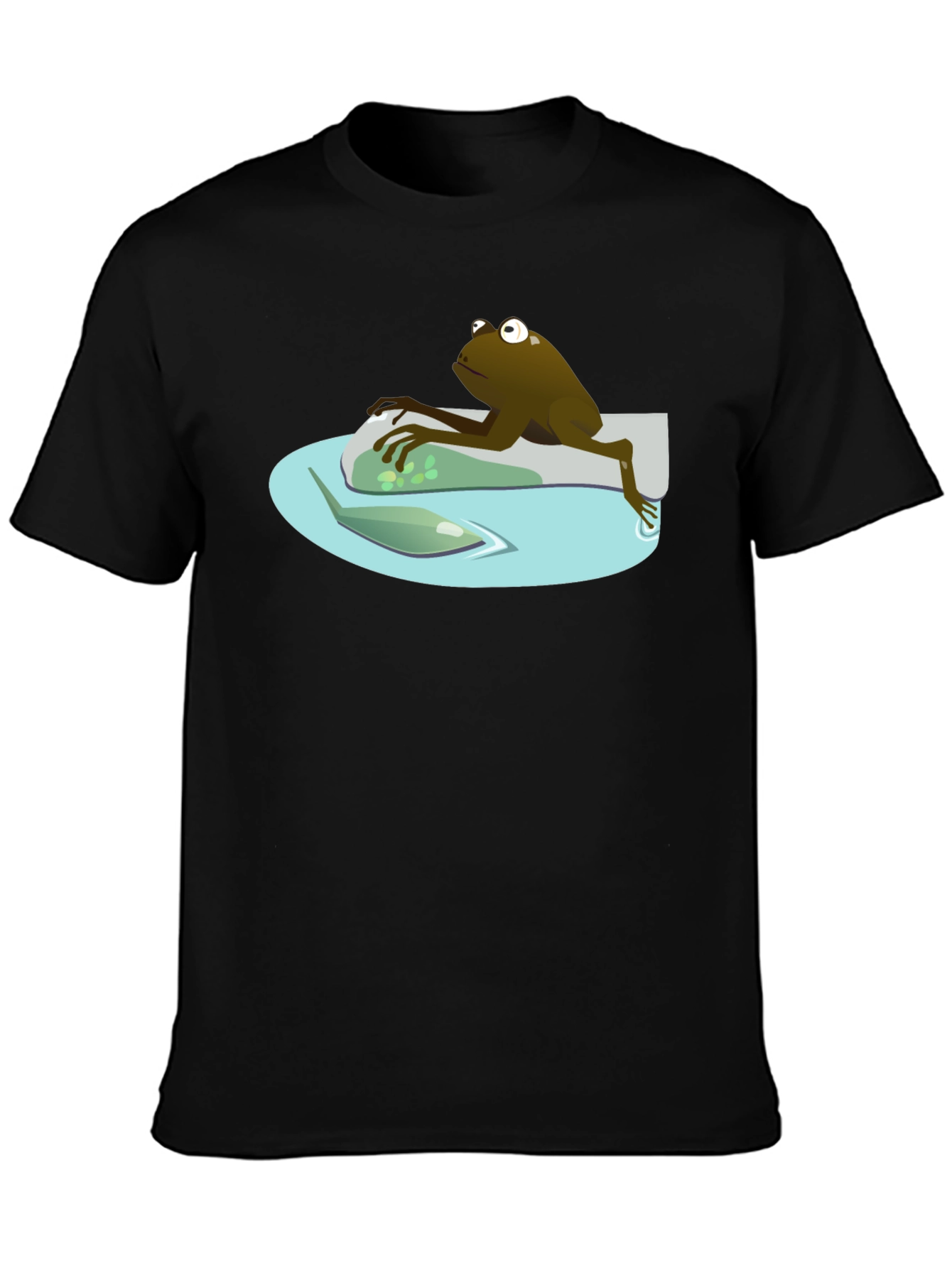 Camiseta Negra con Rana Relajada