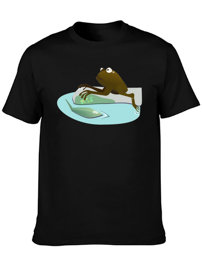 Camiseta Negra con Rana Relajada