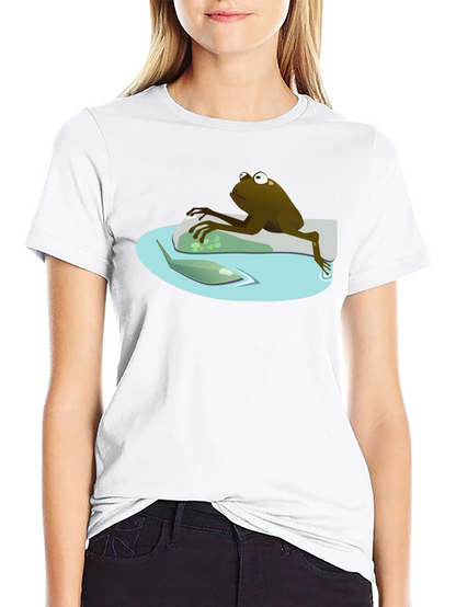 Camiseta Negra con Rana Relajada