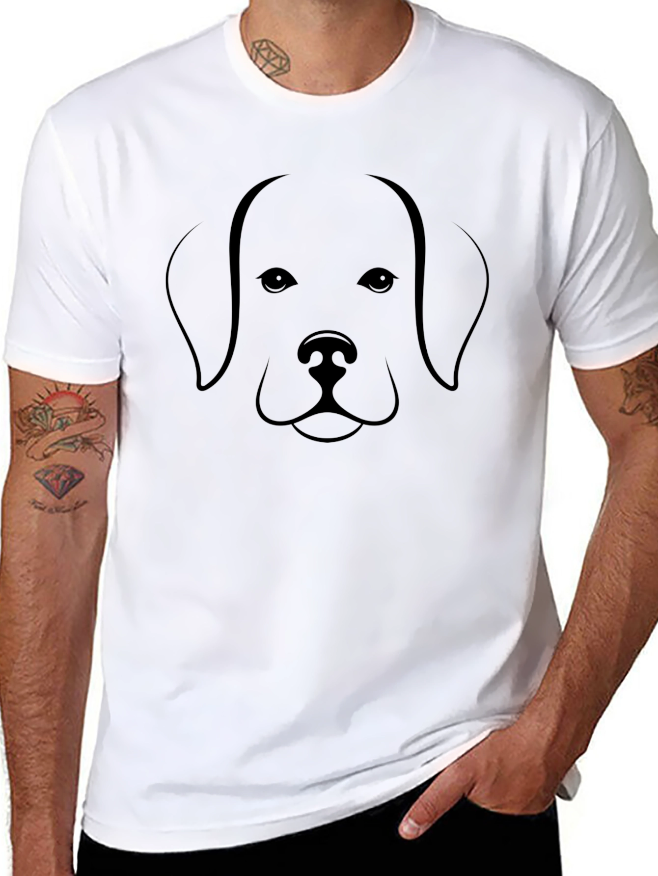 Camiseta Negra con Diseño de Perro