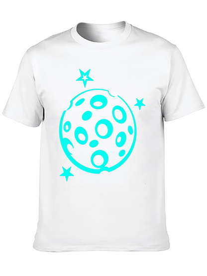 Camiseta Negra con Diseño Lunar y Estrellas Turquesa