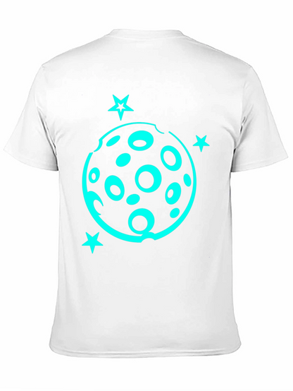 Camiseta Negra con Diseño Lunar y Estrellas Turquesa