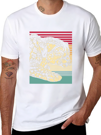Camiseta Hombre Diseño Leopardo Retro
