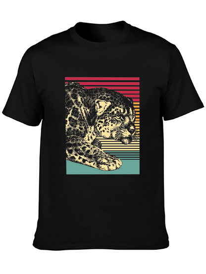 Camiseta Hombre Diseño Leopardo Retro