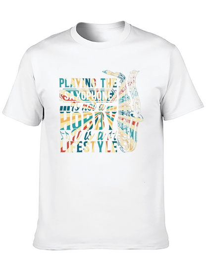 Camiseta Negra Saxofón Estilo de Vida