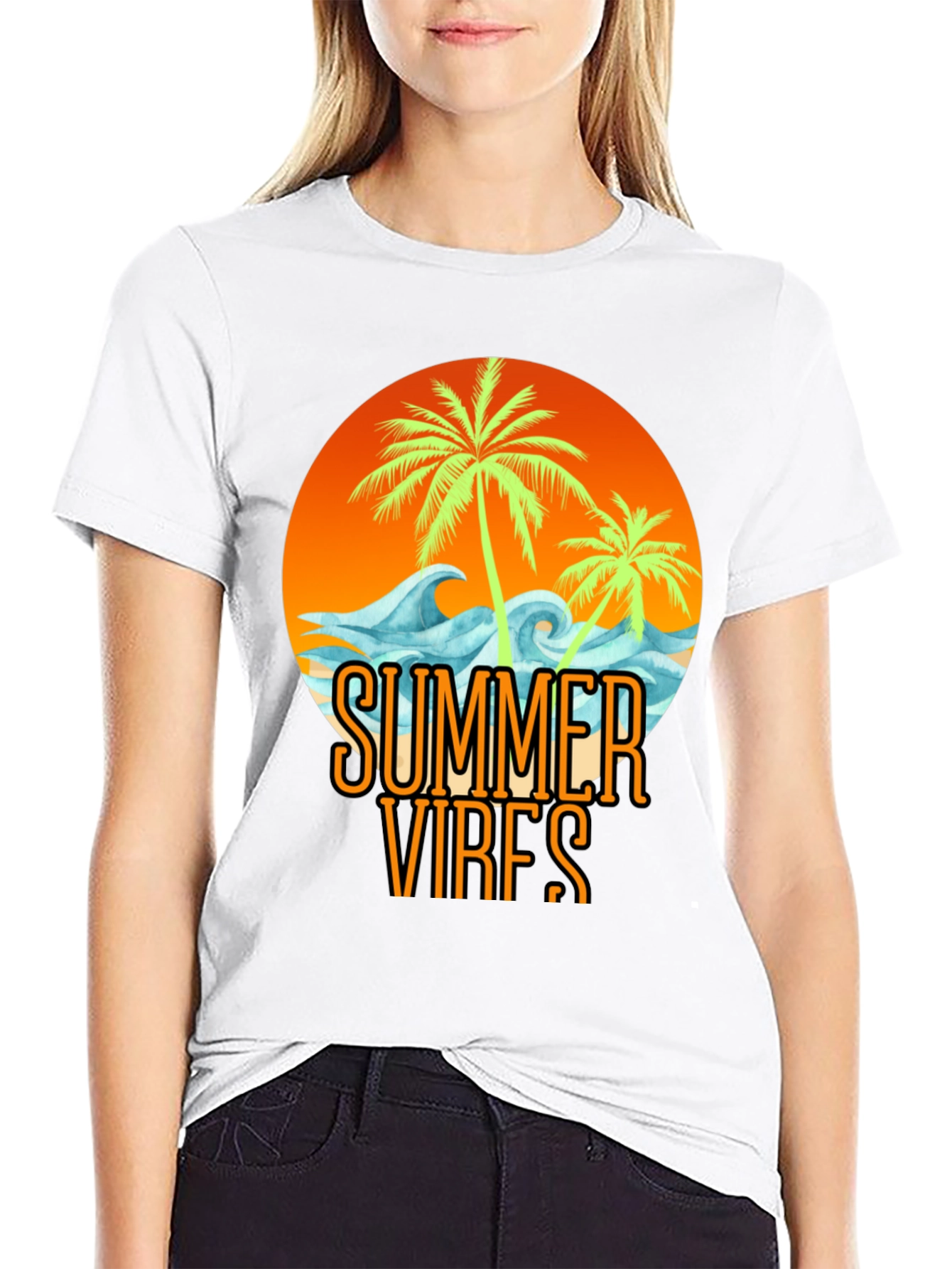 Camiseta Negra Summer Vibes - Estilo Veraniego