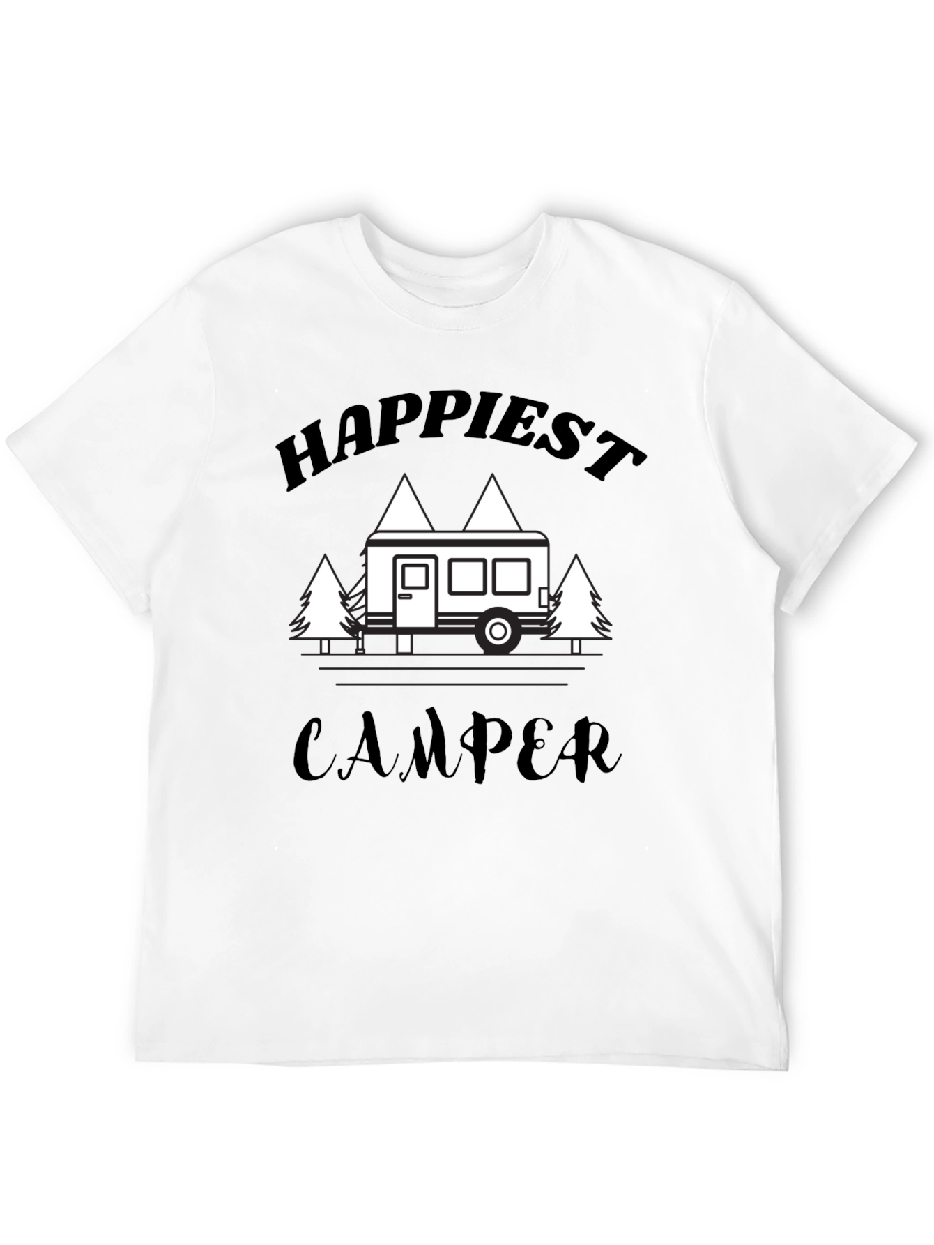 Camiseta Negra Happiest Camper para Aventureros