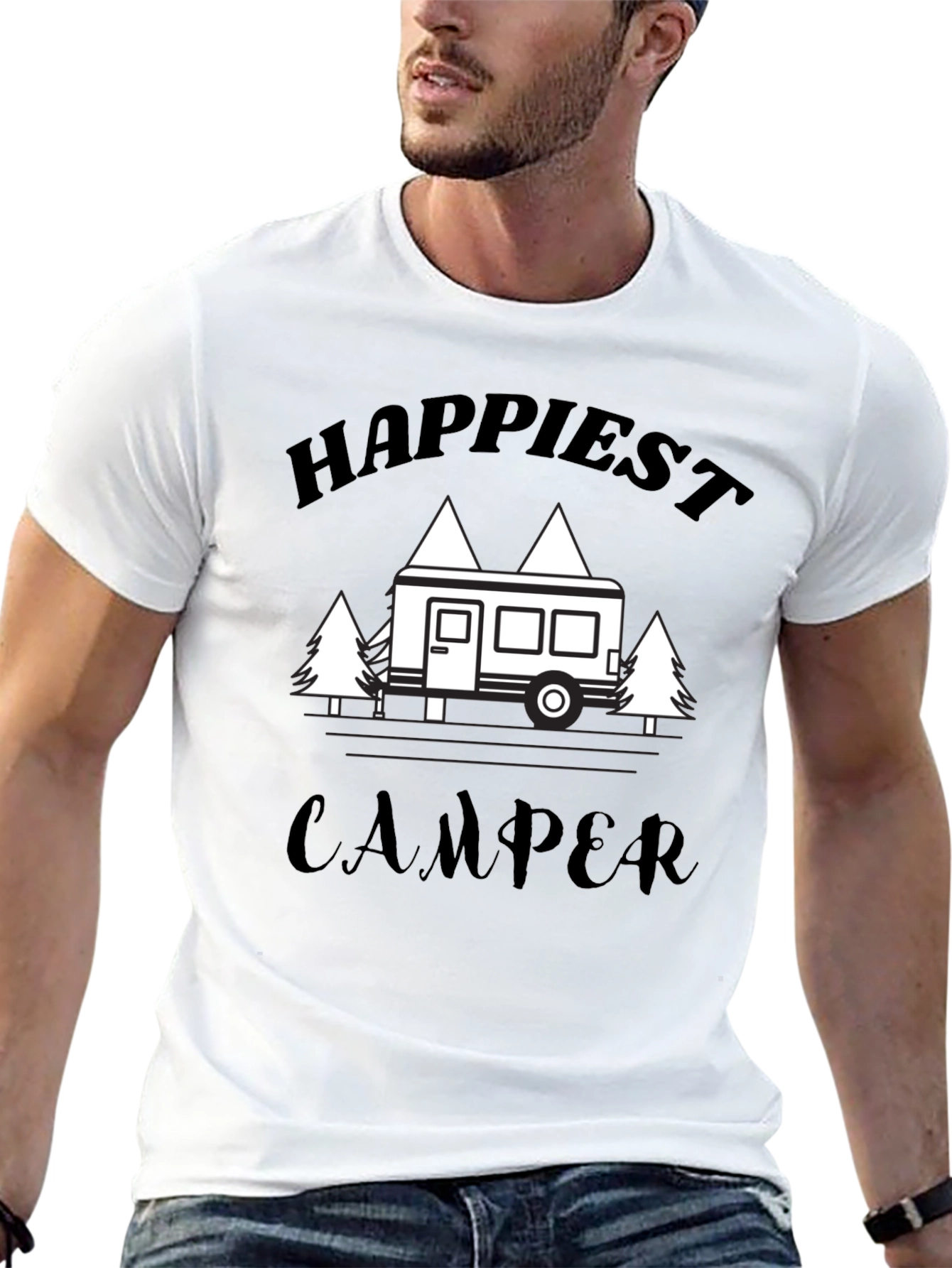 Camiseta Negra Happiest Camper para Aventureros