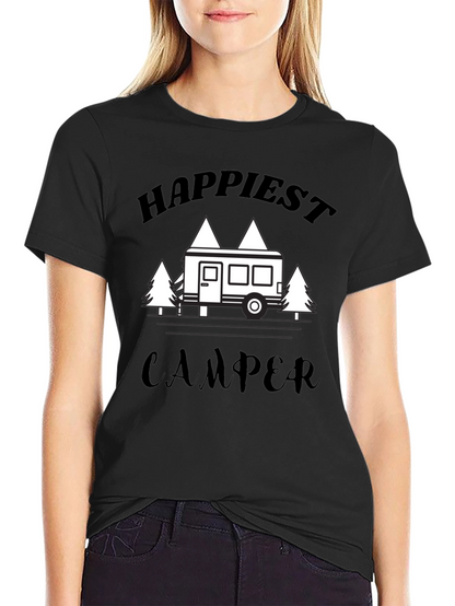Camiseta Negra Happiest Camper para Aventureros