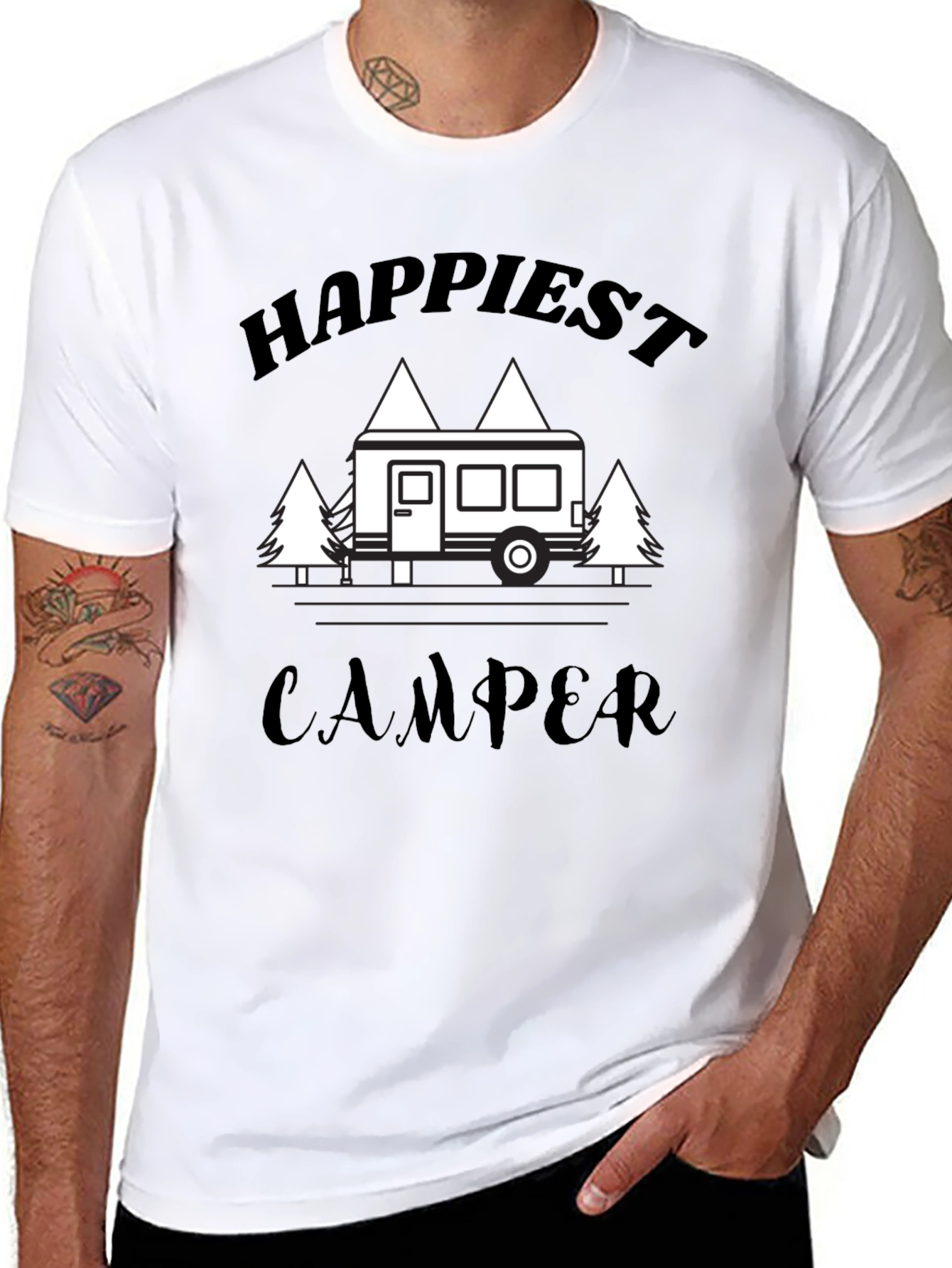 Camiseta Negra Happiest Camper para Aventureros