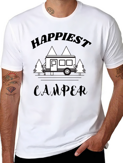 Camiseta Negra Happiest Camper para Aventureros