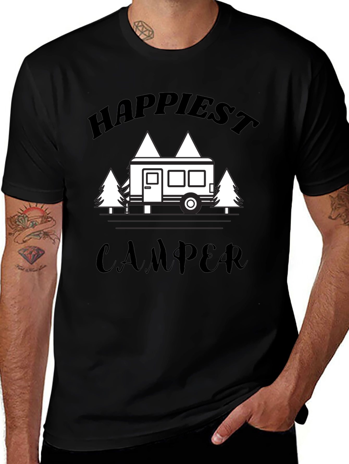 Camiseta Negra Happiest Camper para Aventureros
