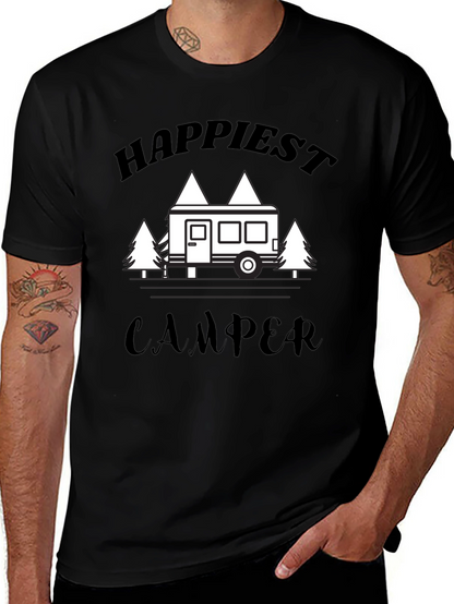 Camiseta Negra Happiest Camper para Aventureros