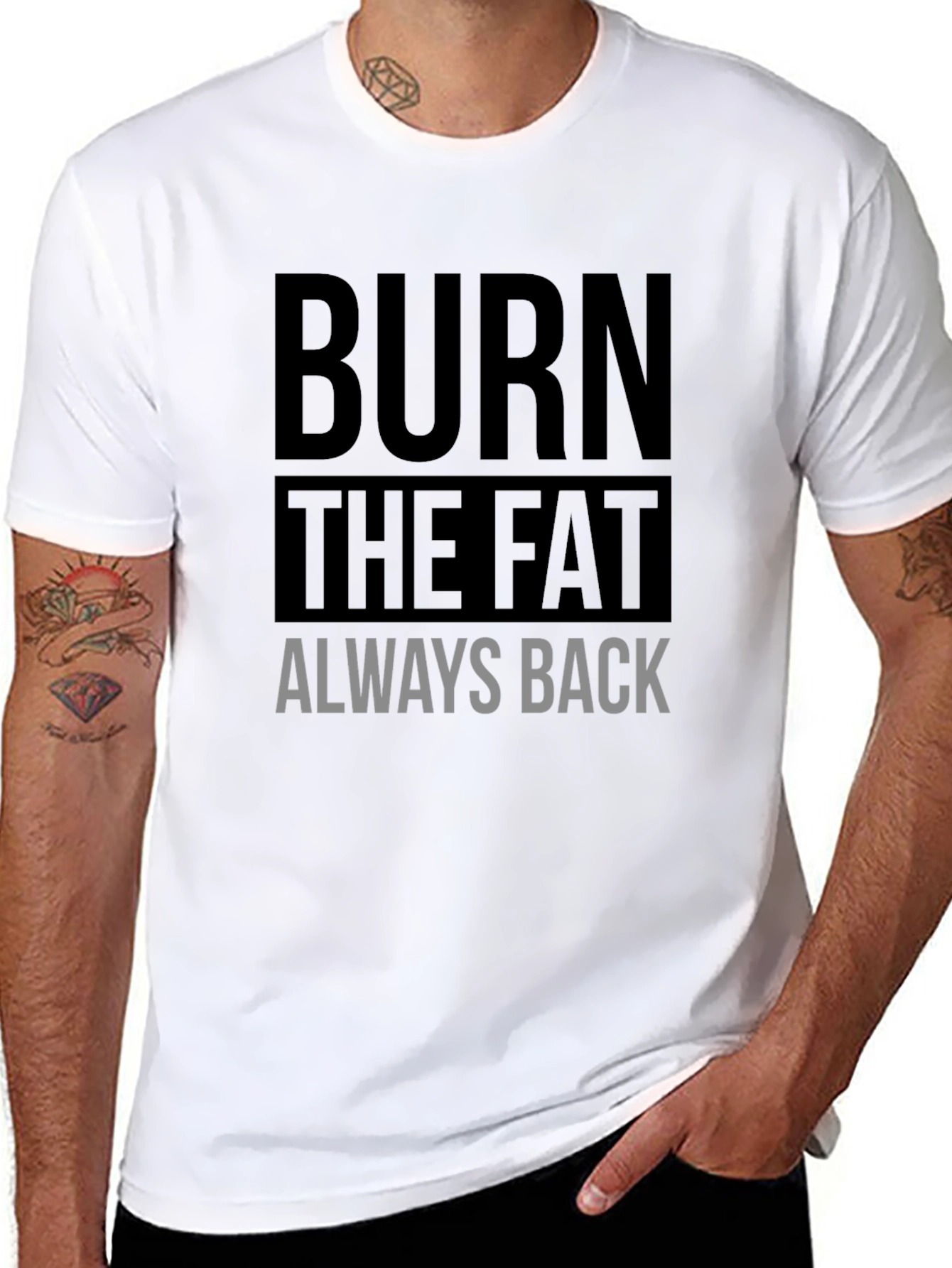 Camiseta Negra Deportiva Burn The Fat Always Back
