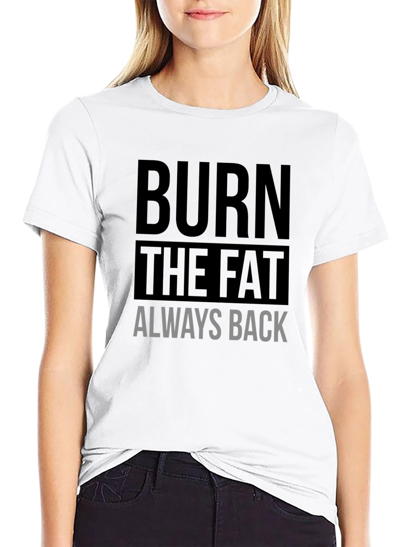 Camiseta Negra Deportiva Burn The Fat Always Back