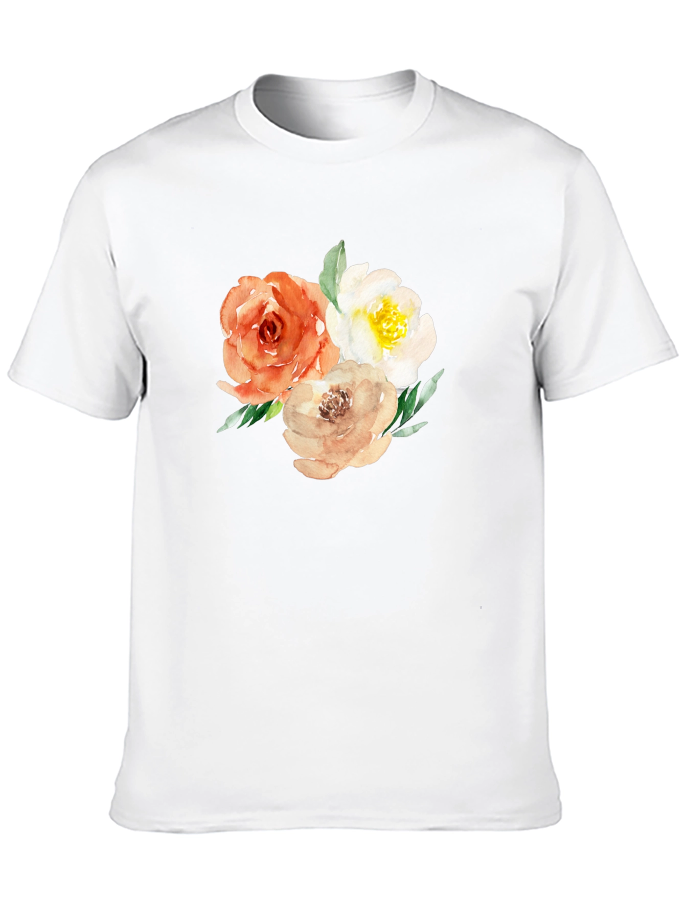 Camiseta Negra con Diseño Floral Acuarela