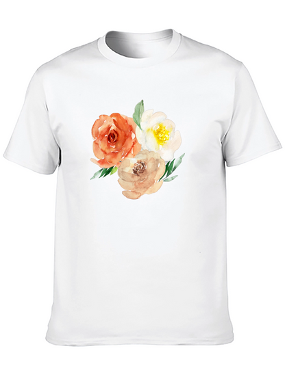 Camiseta Negra con Diseño Floral Acuarela