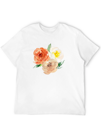 Camiseta Negra con Diseño Floral Acuarela