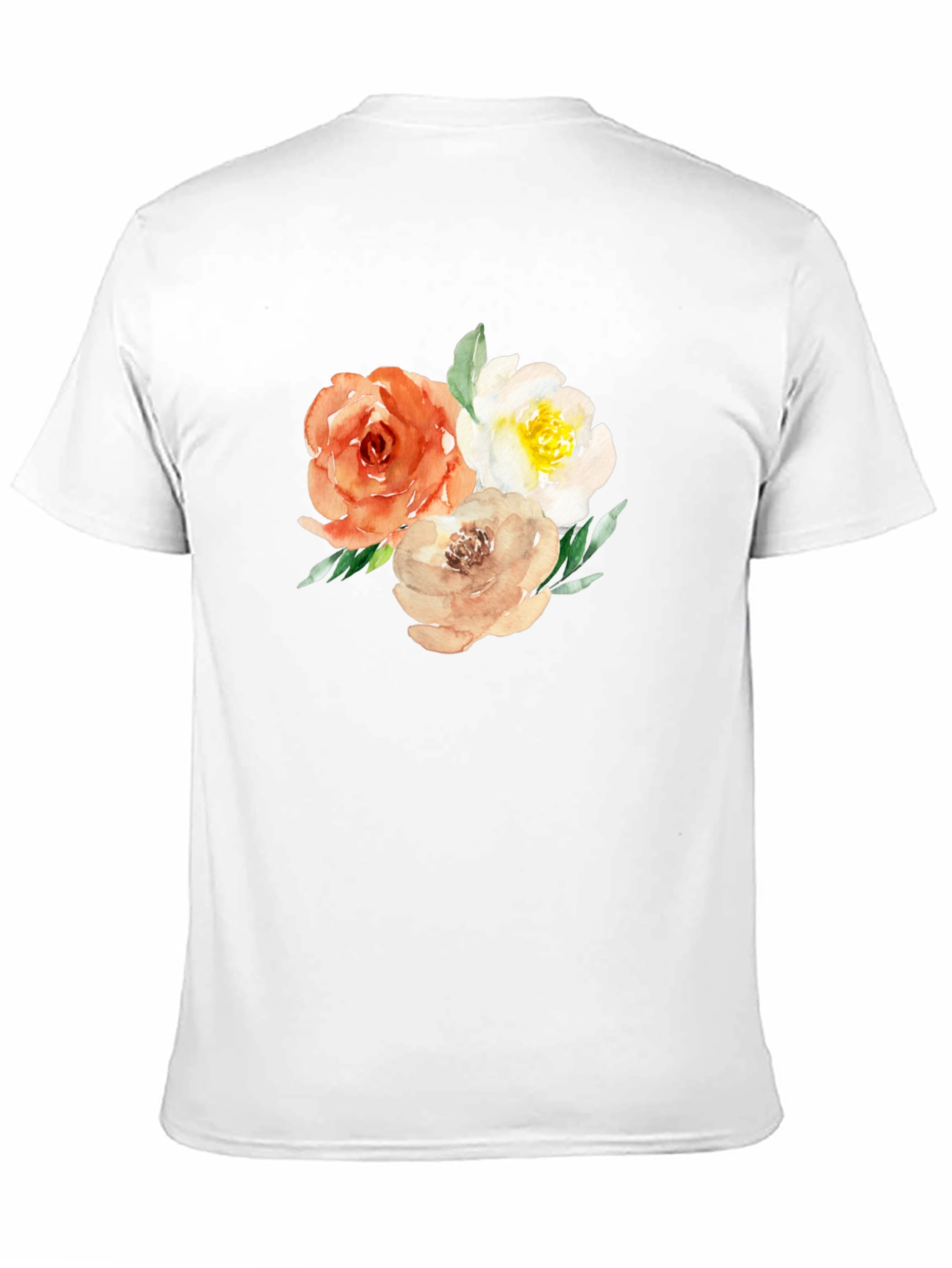 Camiseta Negra con Diseño Floral Acuarela