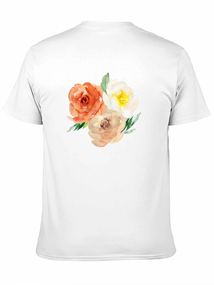 Camiseta Negra con Diseño Floral Acuarela
