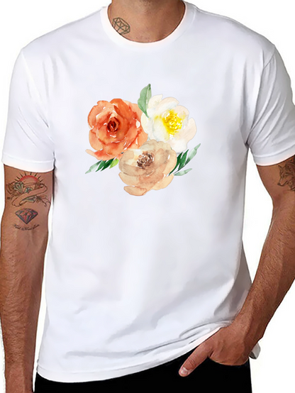 Camiseta Negra con Diseño Floral Acuarela