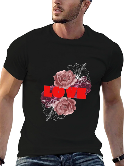 Camiseta Negra Love Floral para Hombre