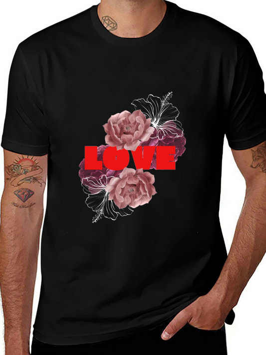 Camiseta Negra Love Floral para Hombre