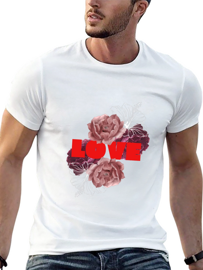 Camiseta Negra Love Floral para Hombre