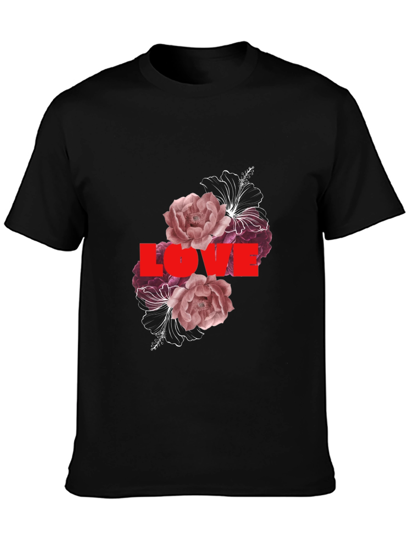 Camiseta Negra Love Floral para Hombre