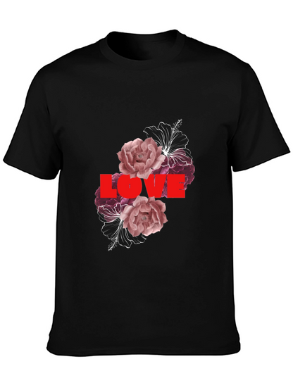 Camiseta Negra Love Floral para Hombre