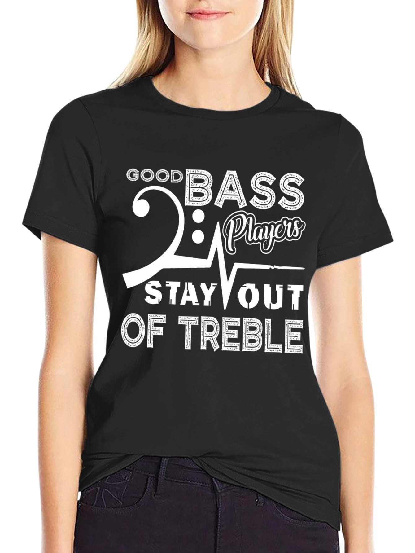 Camiseta Negra con Diseño Musical para Bajistas
