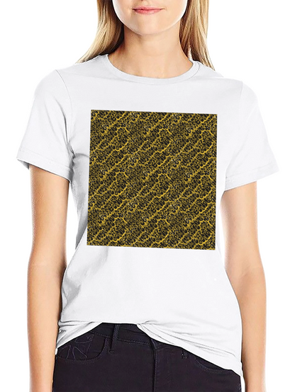 Camiseta Negra Estampado Dorado Elegante