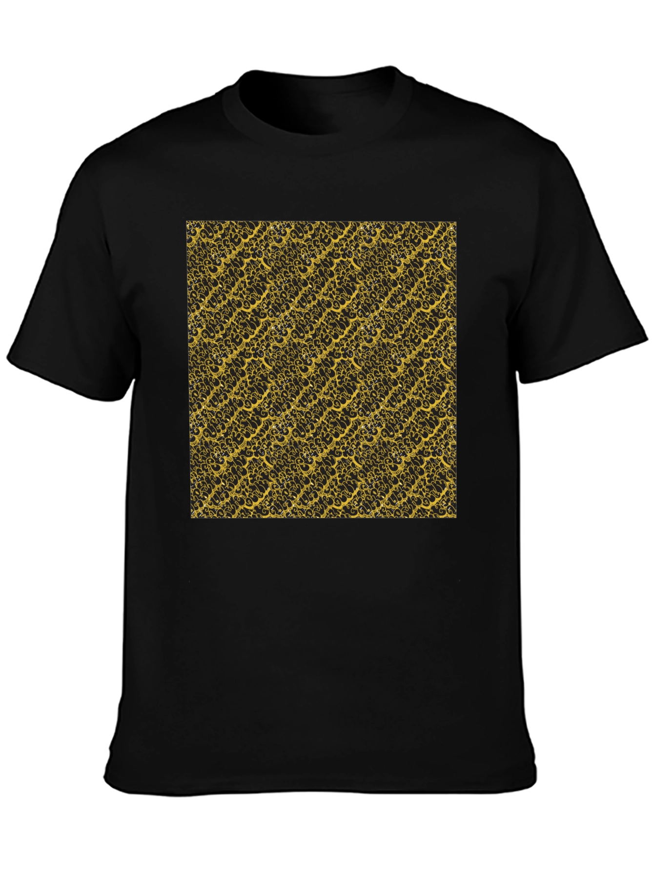 Camiseta Negra Estampado Dorado Elegante