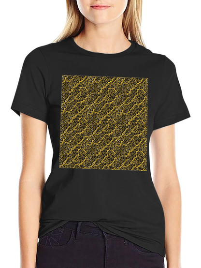 Camiseta Negra Estampado Dorado Elegante