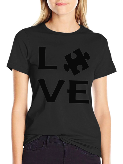 Camiseta Negra LOVE Rompecabezas Autismo Apoyo