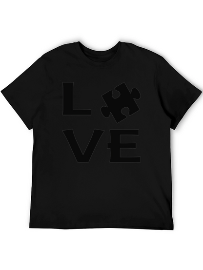 Camiseta Negra LOVE Rompecabezas Autismo Apoyo