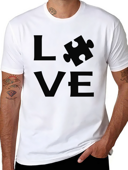 Camiseta Negra LOVE Rompecabezas Autismo Apoyo