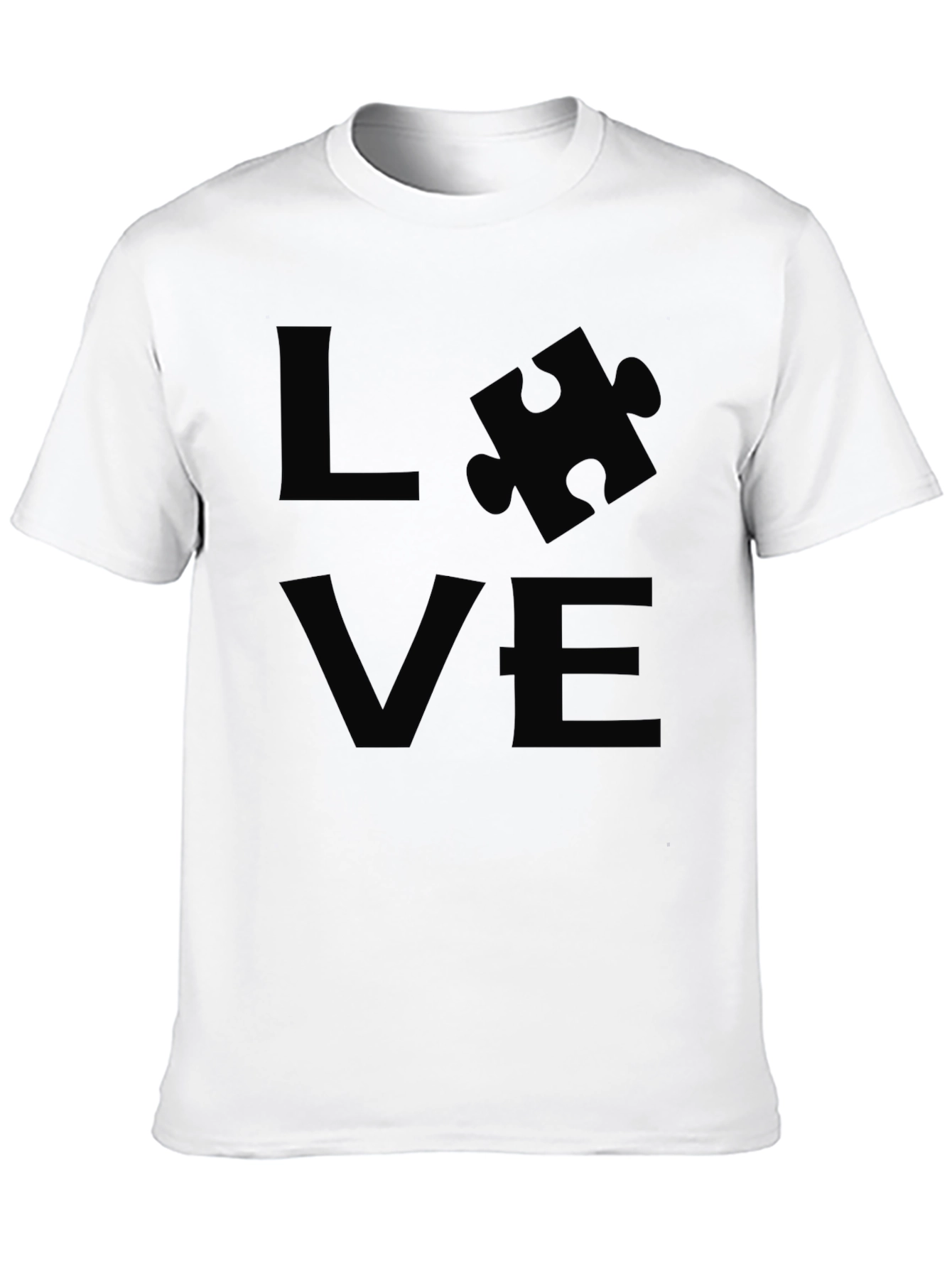 Camiseta Negra LOVE Rompecabezas Autismo Apoyo