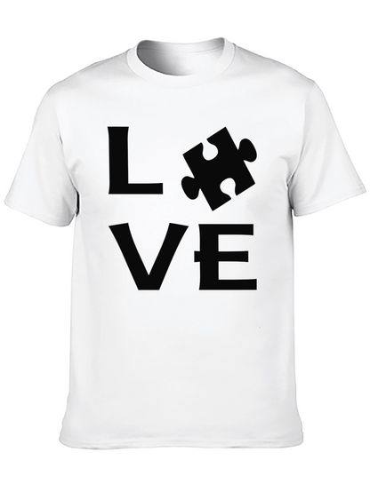 Camiseta Negra LOVE Rompecabezas Autismo Apoyo