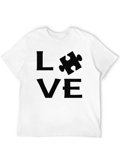 Camiseta Negra LOVE Rompecabezas Autismo Apoyo