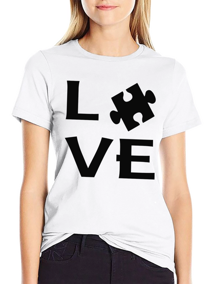 Camiseta Negra LOVE Rompecabezas Autismo Apoyo