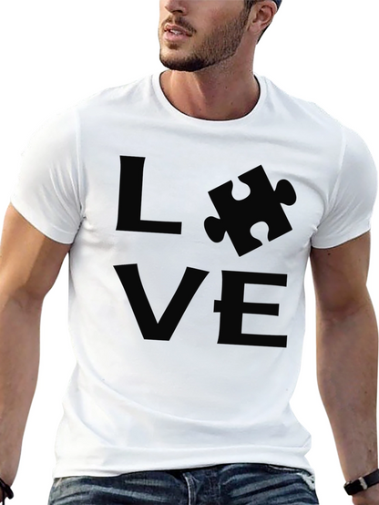 Camiseta Negra LOVE Rompecabezas Autismo Apoyo