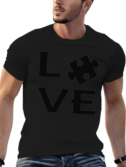 Camiseta Negra LOVE Rompecabezas Autismo Apoyo